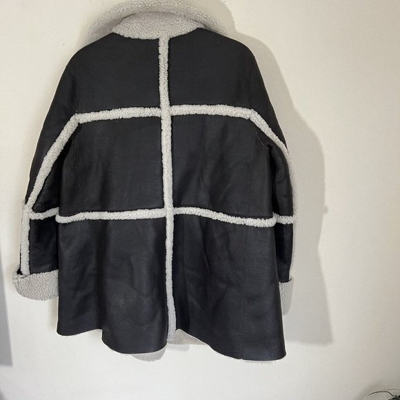 Lafayette 148 Dark Brown Sheep Shearling Lined Leather Coat Jacket Size Medium - Picture 10 of 11